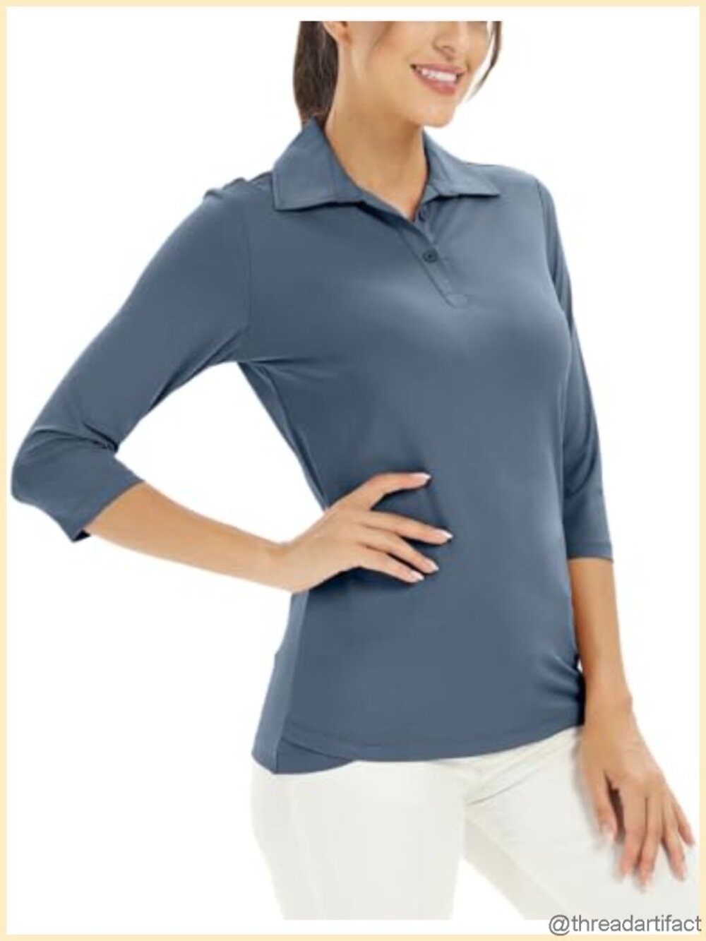 Women's Polo Shirt UPF 50+ Quick Dry 3/4 Sleeve Golf Sun Shirt Athletic